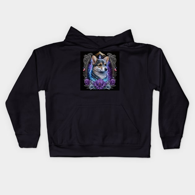 Shimmering Corgi Kids Hoodie by Enchanted Reverie